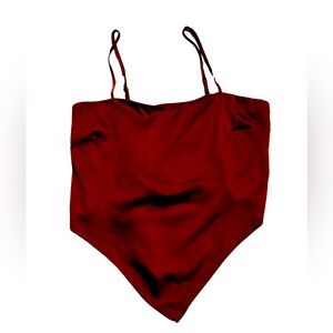 SO Satin Brown Smocked Back Brown Scarf Top size medium NWOT